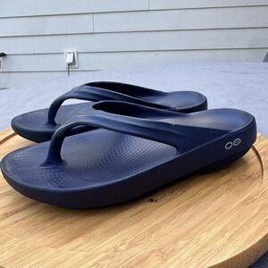 OOFOS Oolala Flip Flop Thong Recovery Sandal Women Size US 6 EU 37 Navy Comfort